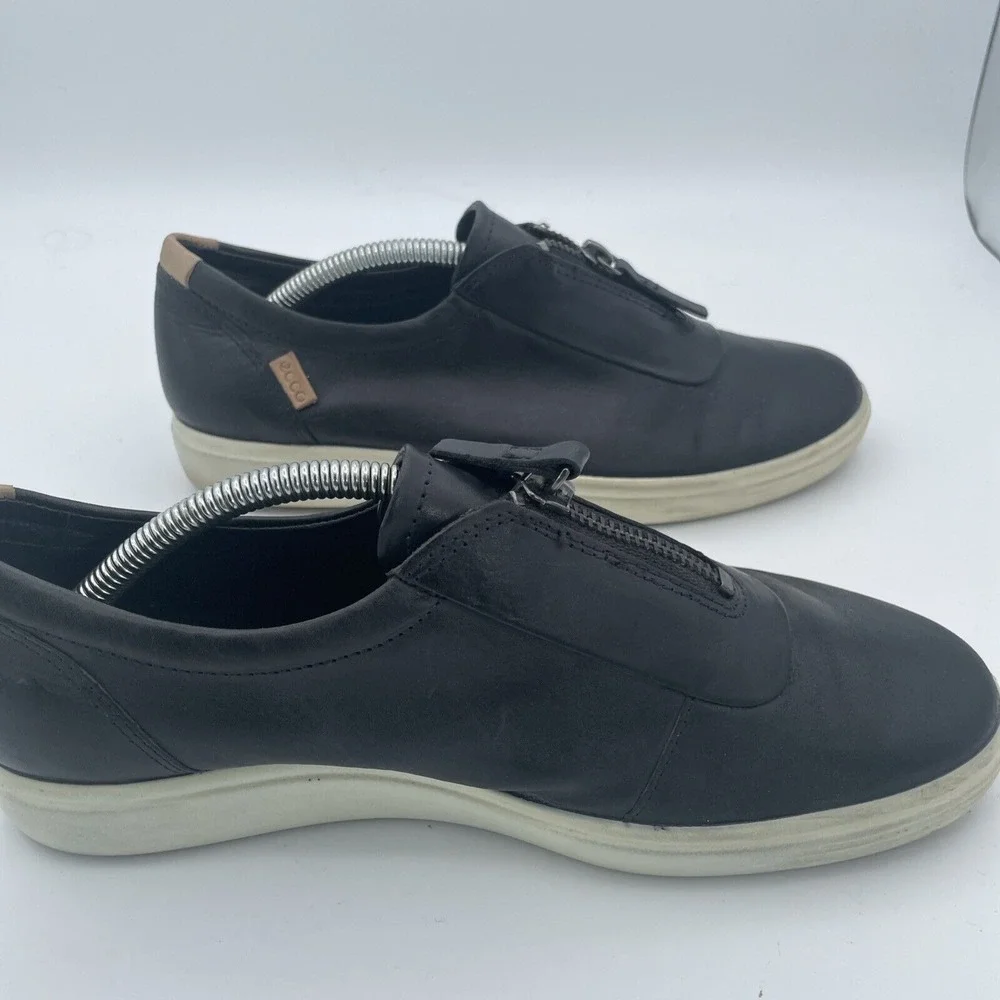 ECCO Biom Zip Slip On Womens Shoes‎ Size 7 Black Leather Comfort Sneakers